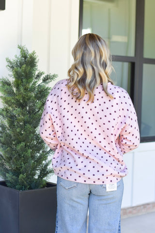 Polka Cardi - Pink