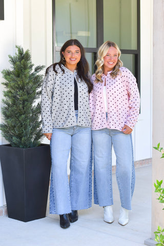 Polka Cardi - Pink