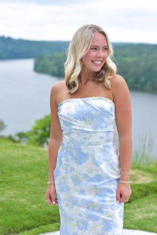 Blue Satin Floral