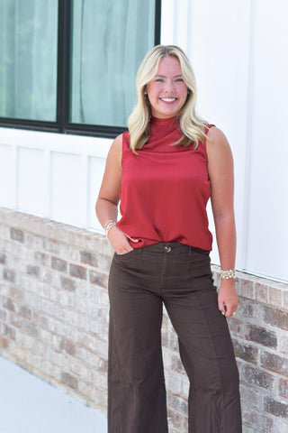 Back Tie Top - Red