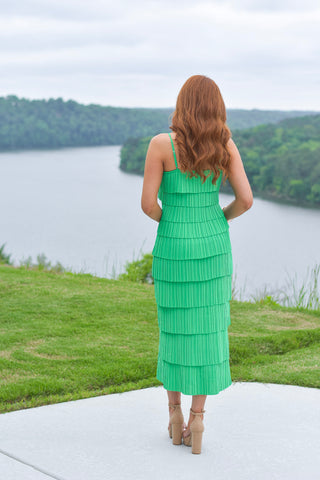 Pleated Midi Dress - Green