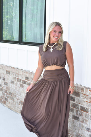 Soft Skirt Set - Brown