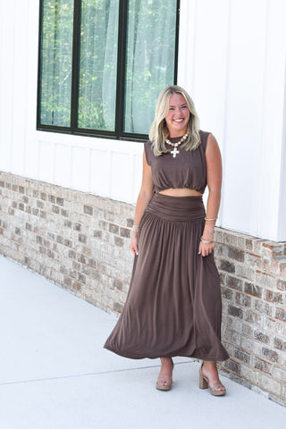 Soft Skirt Set - Brown