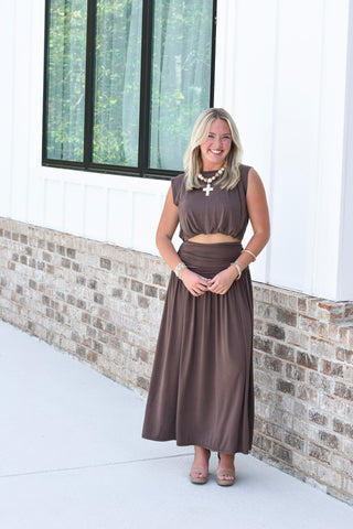 Soft Skirt Set - Brown
