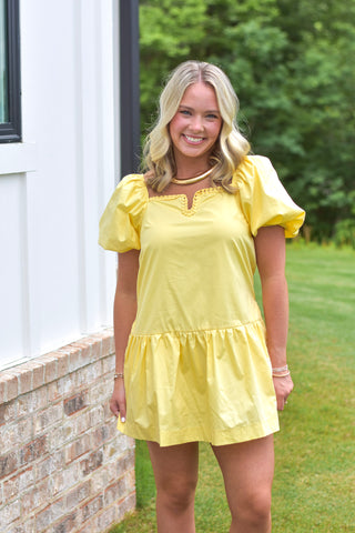 Lemon Embroidered Dress