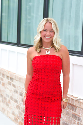 Circle Lace Dress - Red