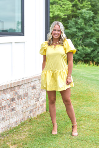 Lemon Embroidered Dress
