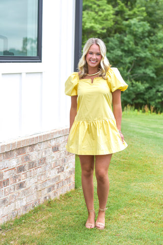 Lemon Embroidered Dress