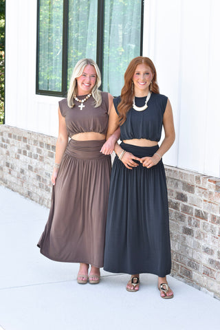 Soft Skirt Set - Brown