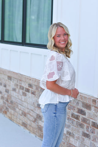 Embroidered White Top
