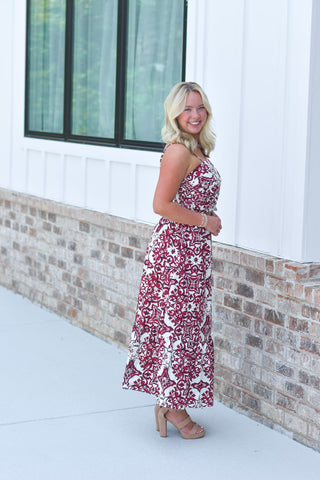 Ruched Detail Set - Crimson