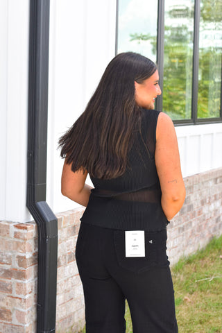 Sheer Mock Blouse - Black