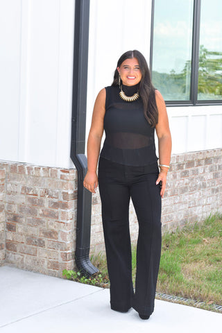 Sheer Mock Blouse - Black