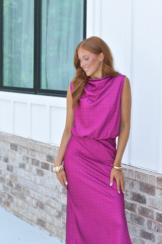 Satin Midi - Magenta