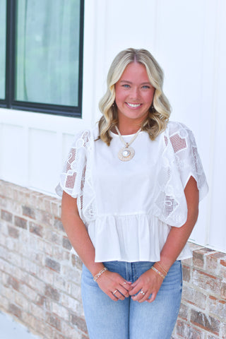 Embroidered White Top