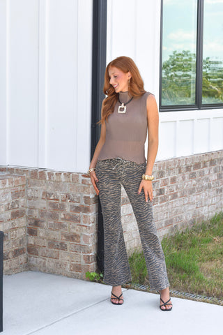 Sheer Mock Blouse - Mocha