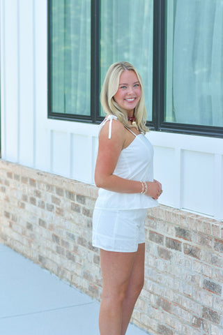 Tie Short Set - White