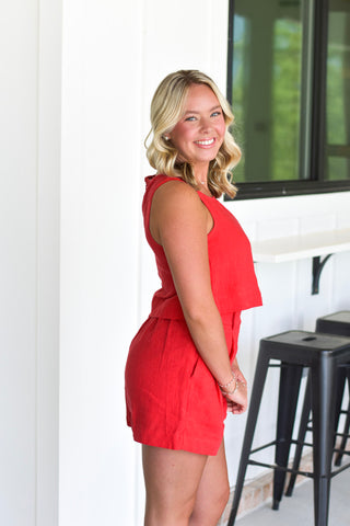 Red Linen Set