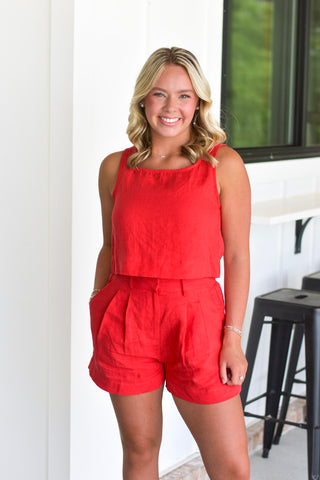 Red Linen Set