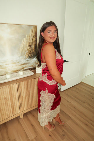 Lace Midi Set - Wine