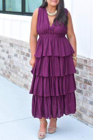 Ruffle Maxi - Plum