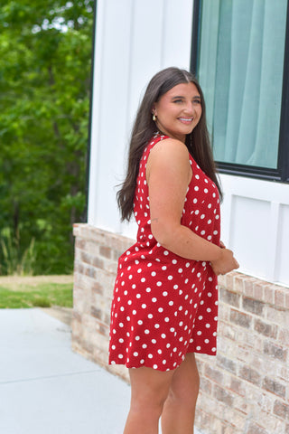 Wine Polka Dress