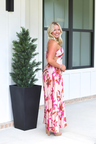 Pleated Blossom Maxi