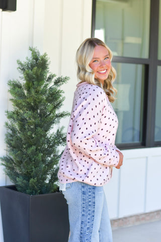 Polka Cardi - Pink