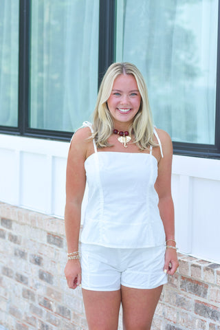 Tie Short Set - White