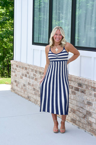 Stripe Knit Midi - Navy