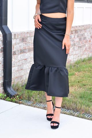 Tie Shoulder Midi Set - Black