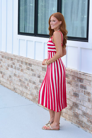 Stripe Knit Midi - Red