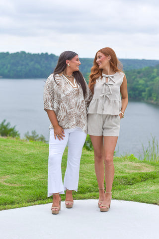 Taupe Printed Top