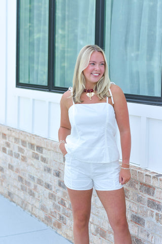 Tie Short Set - White