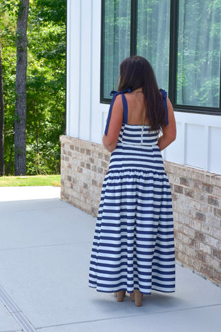 Navy Stripe Skirt Set