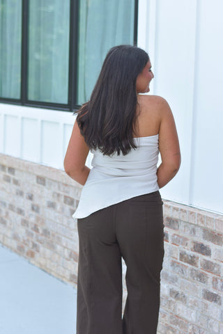 Ruched Sleeveless Top - Cream
