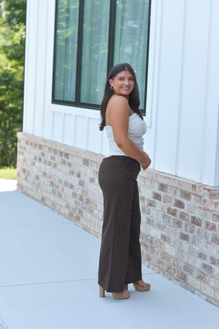 Wide Leg Denim - Brown