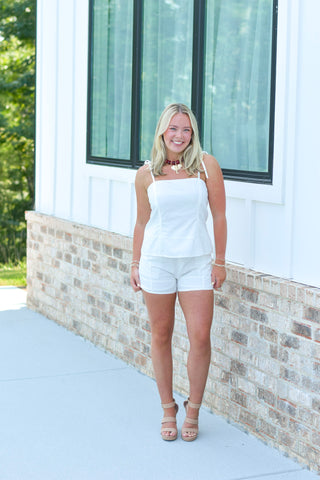 Tie Short Set - White