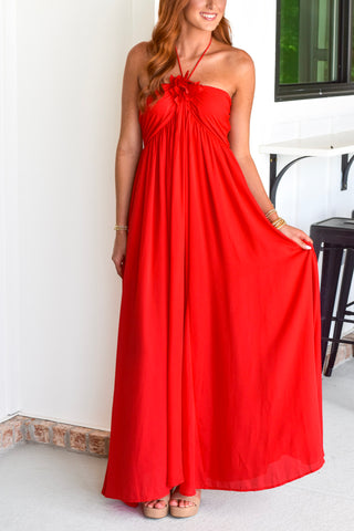 Floral Detail Maxi - Red