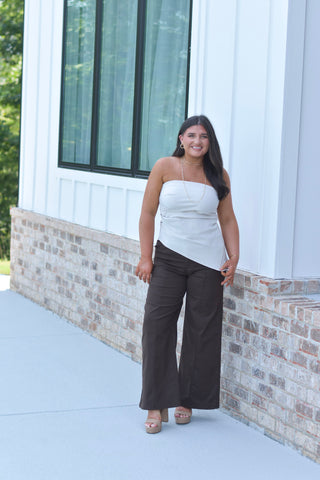 Wide Leg Denim - Brown