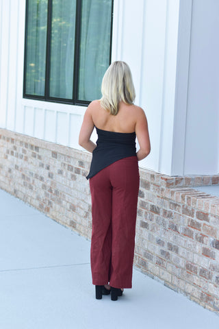 Wide Leg Denim - Wine