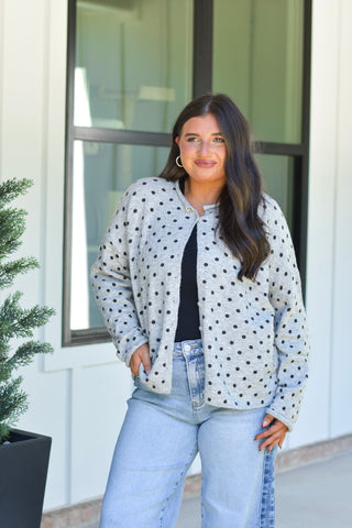Polka Cardi - Grey