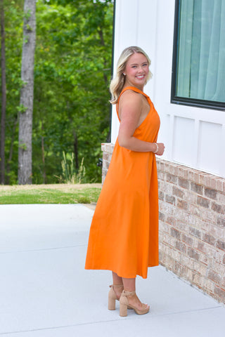 Orange Linen Midi