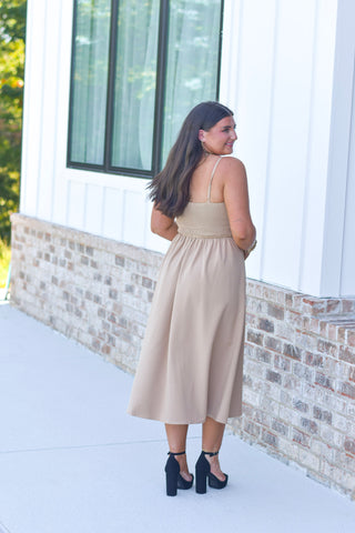 Embroidered Tan Maxi