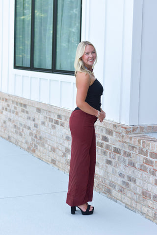 Wide Leg Denim - Wine
