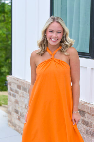 Orange Linen Midi