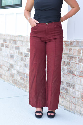 Wide Leg Denim - Wine