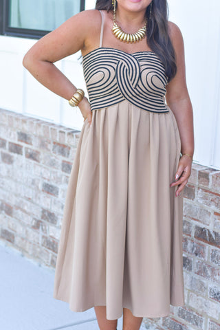 Embroidered Tan Maxi