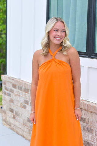 Orange Linen Midi