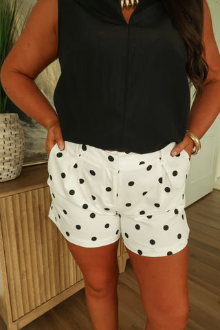 White Polka Shorts